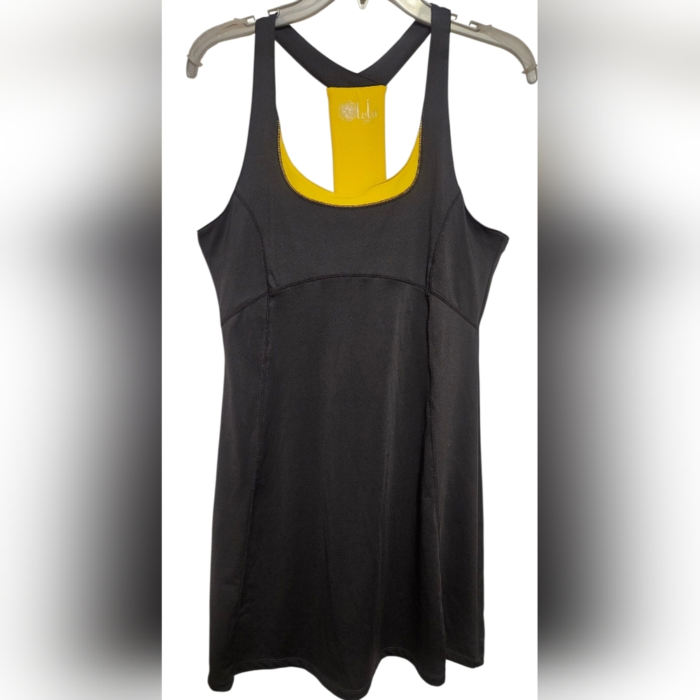 Lola athletic/yoga/tennis tank dress . Gray and canary yellow.